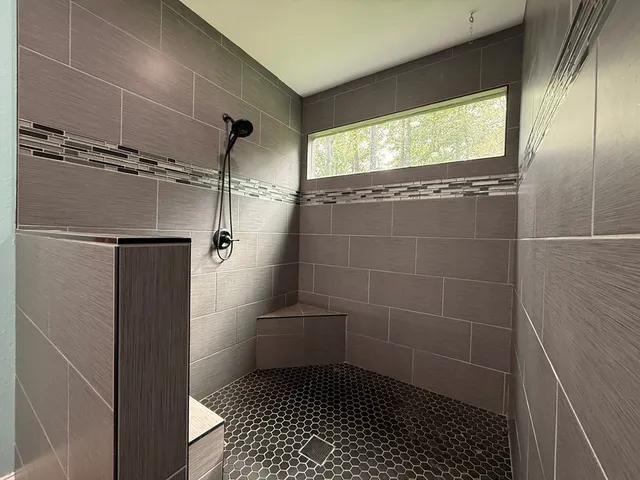 a bathroom with a shower