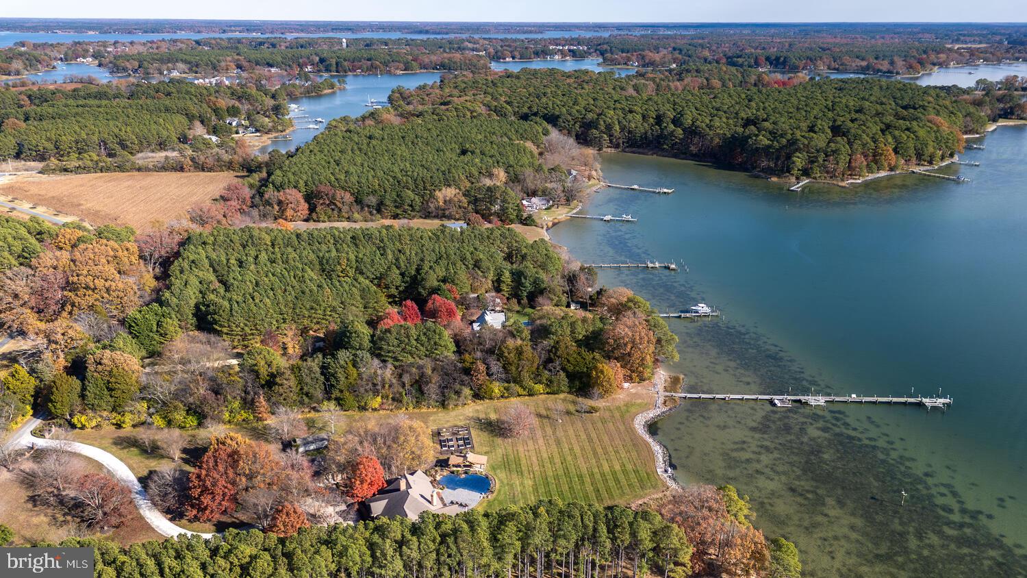23961 Lynnewood Drive St. Michaels, MD 21663 - Photo 12 of 81 an aerial view of a house with a yard and lake view