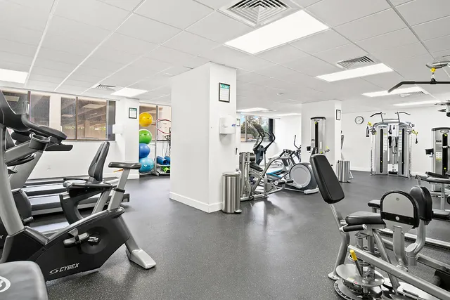 a view of a room with gym equipment