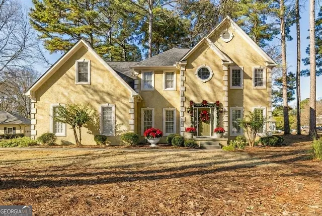 a view of a tree in a garden