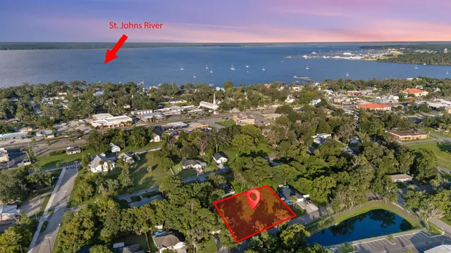 an aerial view of a pool