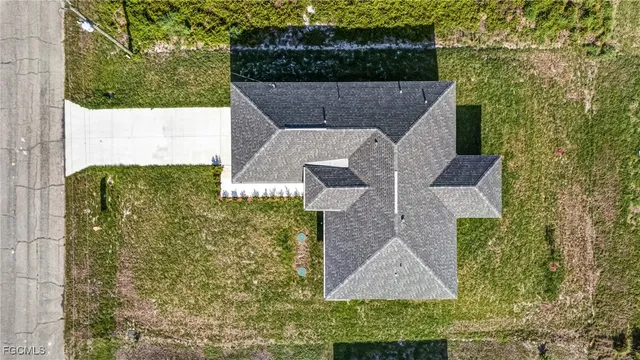 an aerial view of a house