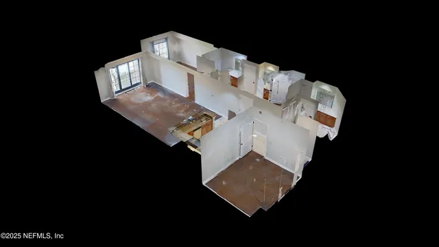 a view of a hallway with wooden floor and entryway
