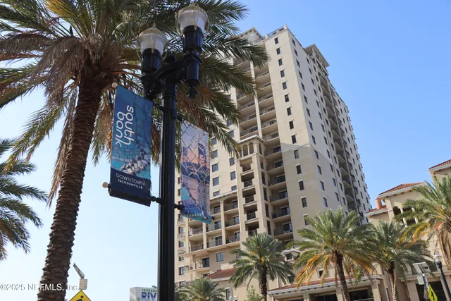 a view of a tall building