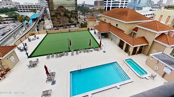 a view of a city that has tall buildings