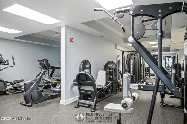 a view of a room with gym equipment