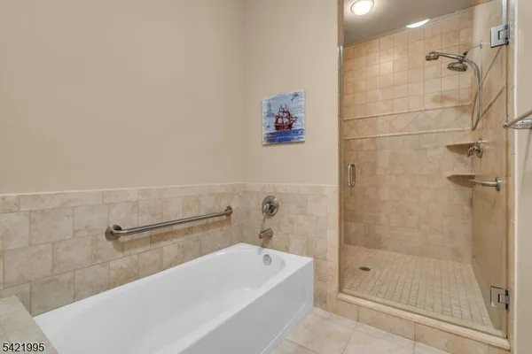 a bathroom with a bath tub