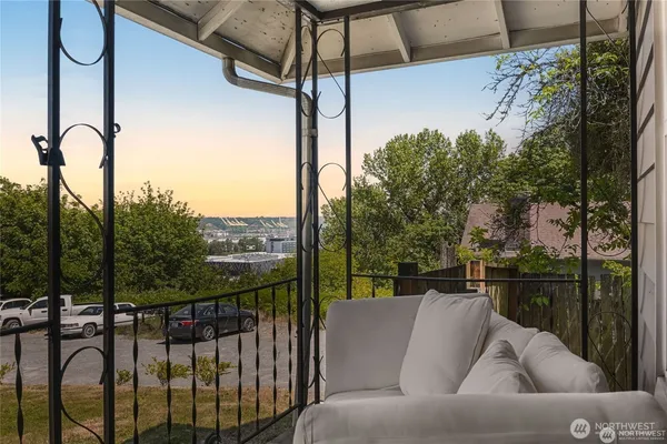 a balcony view with a couch