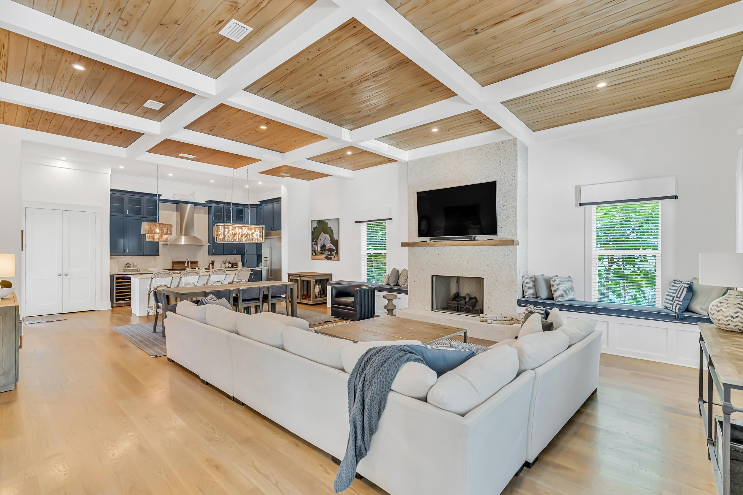84 Pine Crest Circle Inlet Beach, FL 32461 - Photo 13 of 74 a living room with furniture a fireplace and a flat screen tv