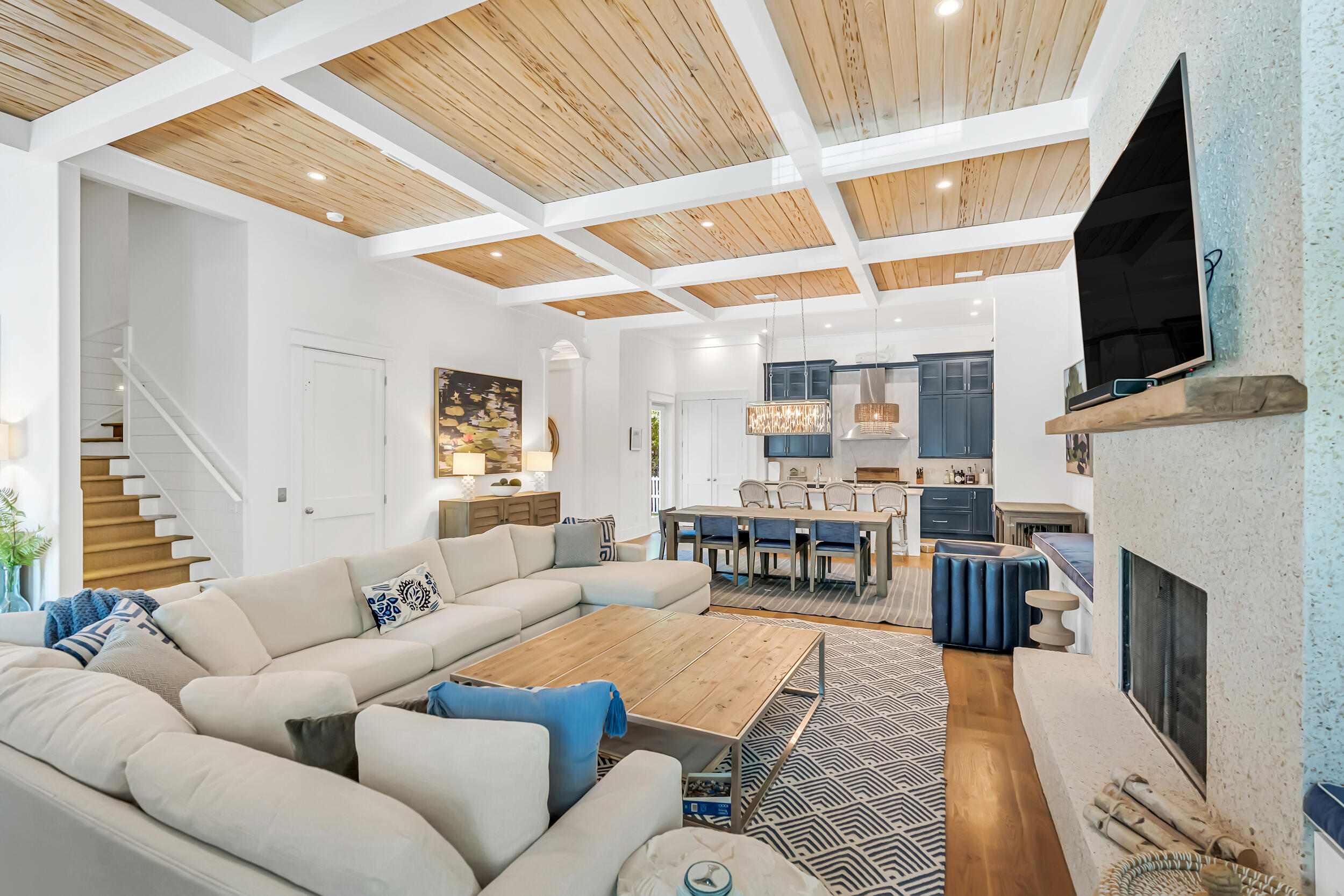 84 Pine Crest Circle Inlet Beach, FL 32461 - Photo 14 of 74 a living room with furniture flat screen tv and a fireplace