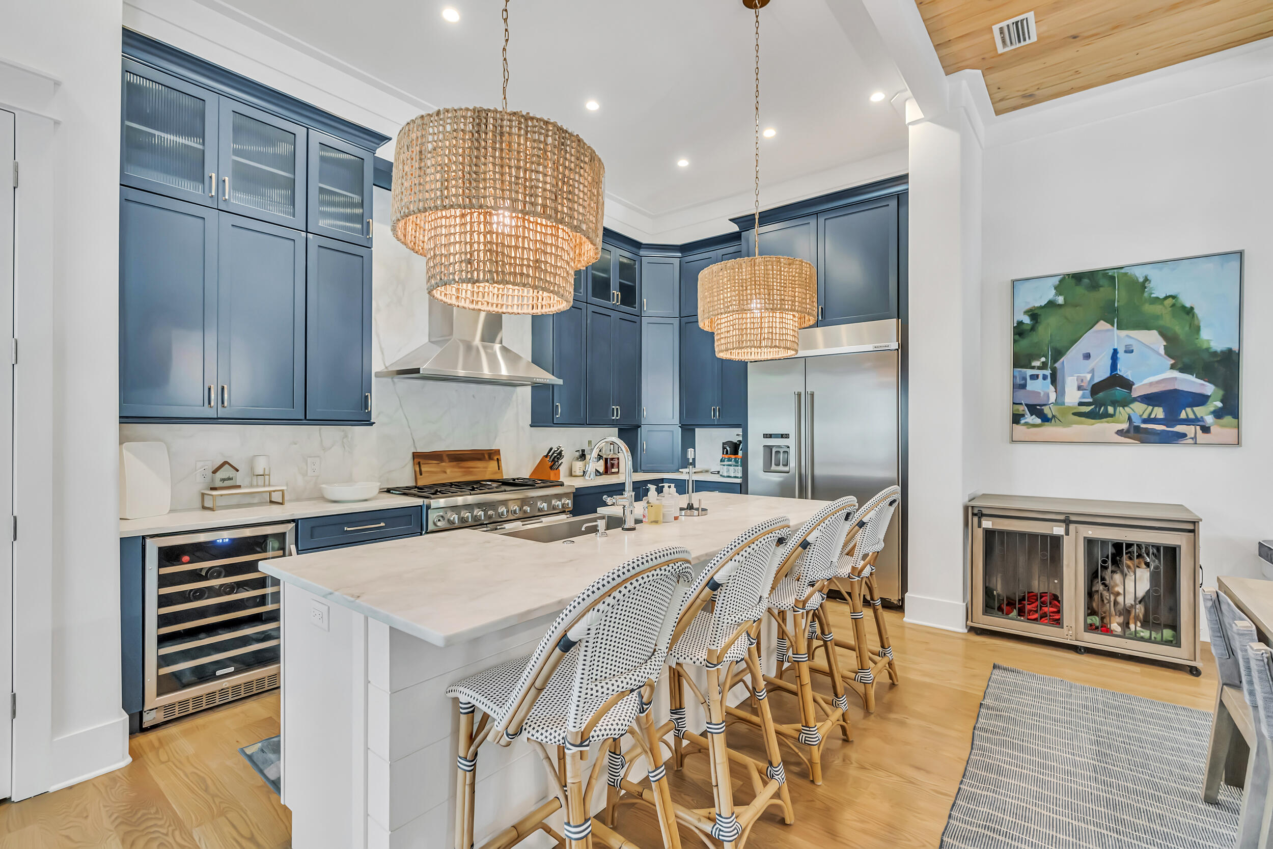 84 Pine Crest Circle Inlet Beach, FL 32461 - Photo 16 of 74 a kitchen with a stove a refrigerator and a fireplace