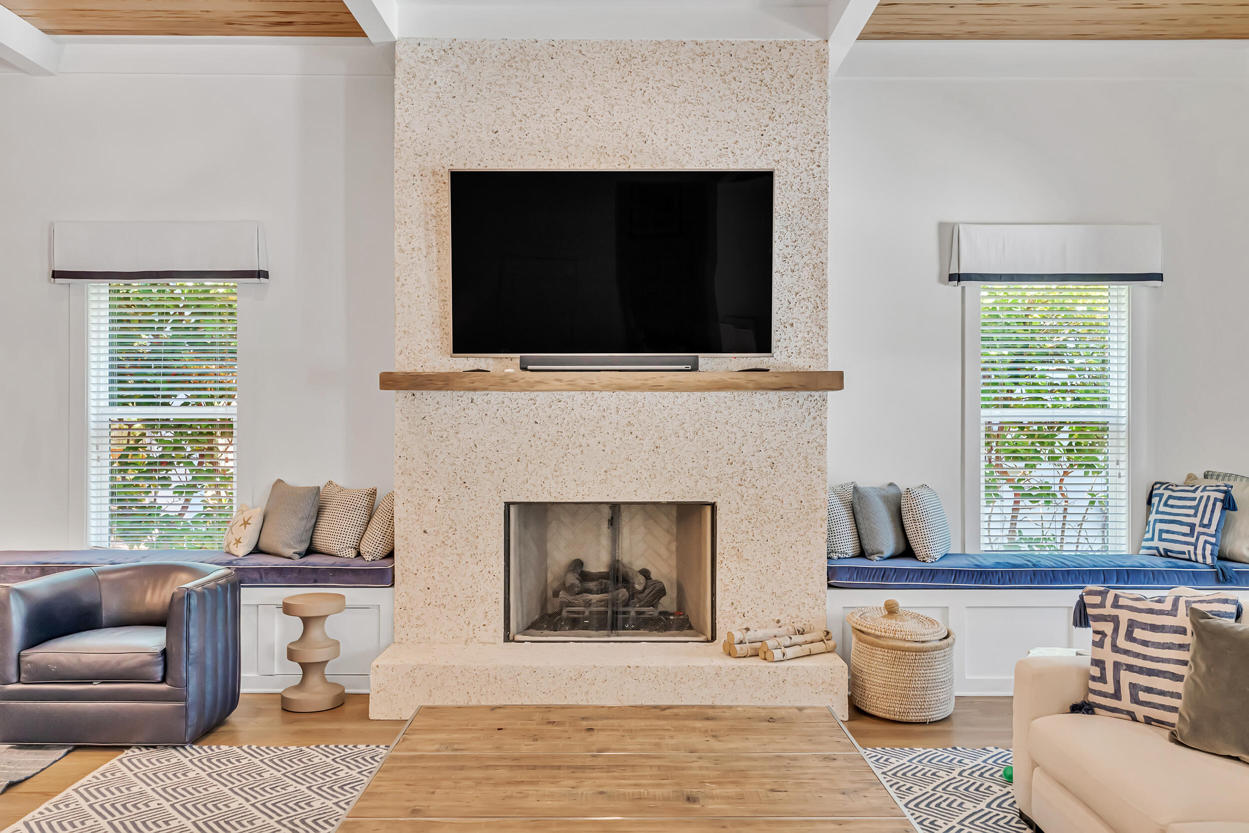 84 Pine Crest Circle Inlet Beach, FL 32461 - Photo 20 of 74 a living room with furniture a flat screen tv and a fireplace