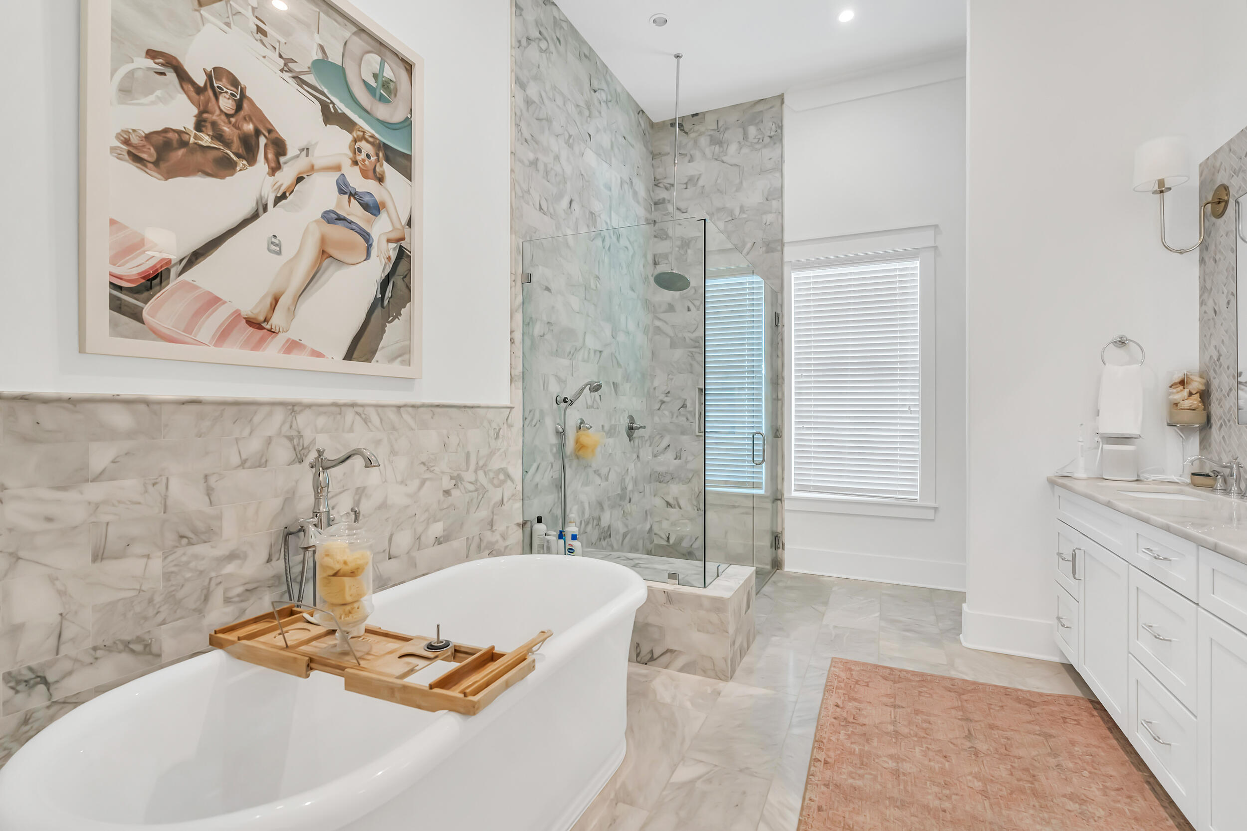 84 Pine Crest Circle Inlet Beach, FL 32461 - Photo 29 of 74 a bathroom with a tub sink and mirror
