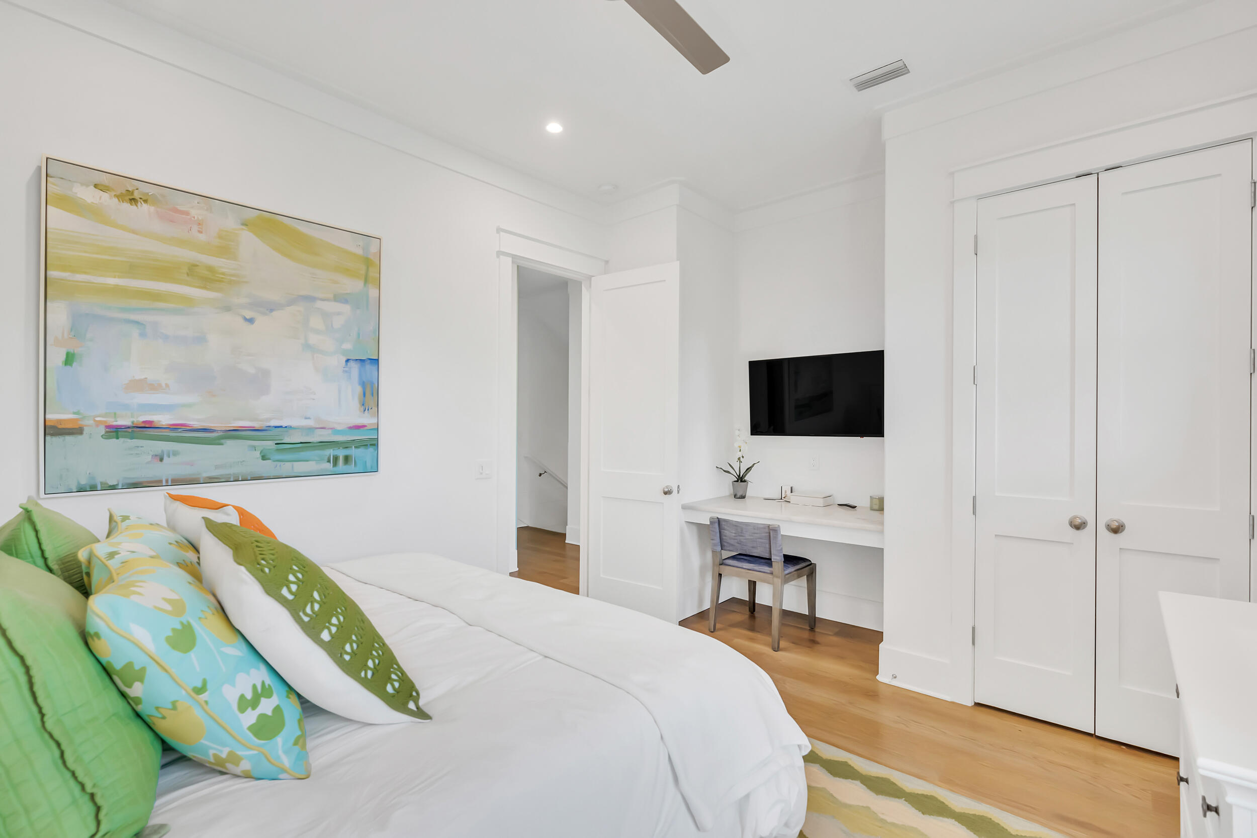 84 Pine Crest Circle Inlet Beach, FL 32461 - Photo 65 of 74 a bedroom with a bed and a flat screen tv