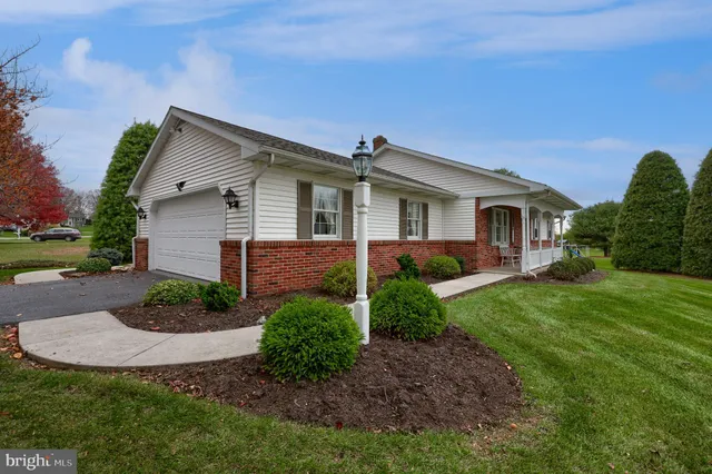 a front view of house with a garden