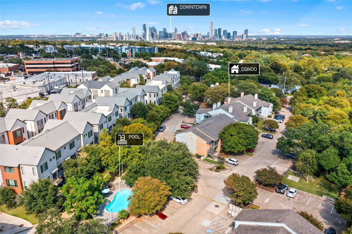 3204 Menchaca Road, Unit 216 Austin, TX 78704 - Photo 35 of 38 an aerial view of residential houses with outdoor space
