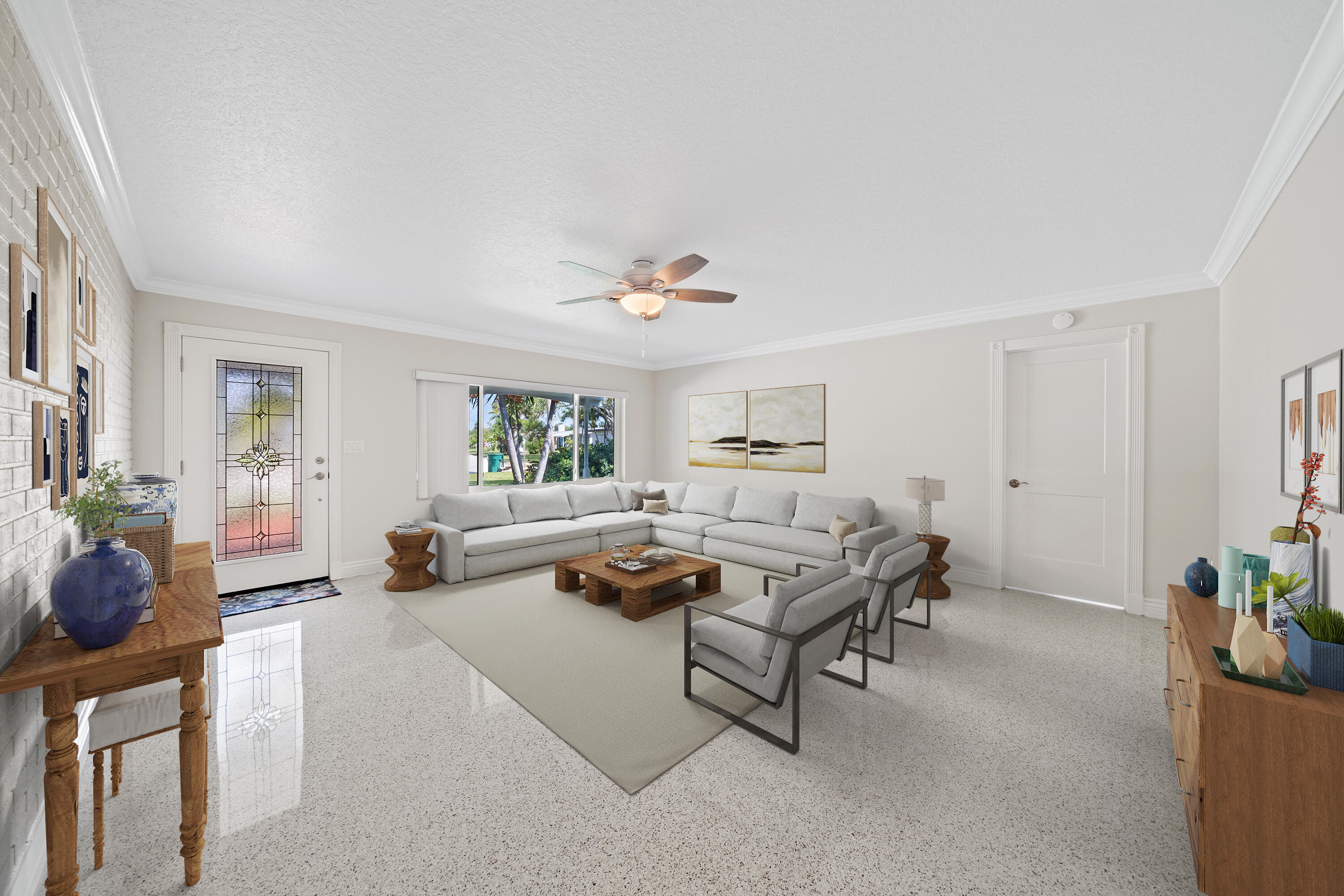 415 Rosedale Drive Satellite Beach, FL 32937 - Photo 6 of 52 a living room with furniture and a potted plant