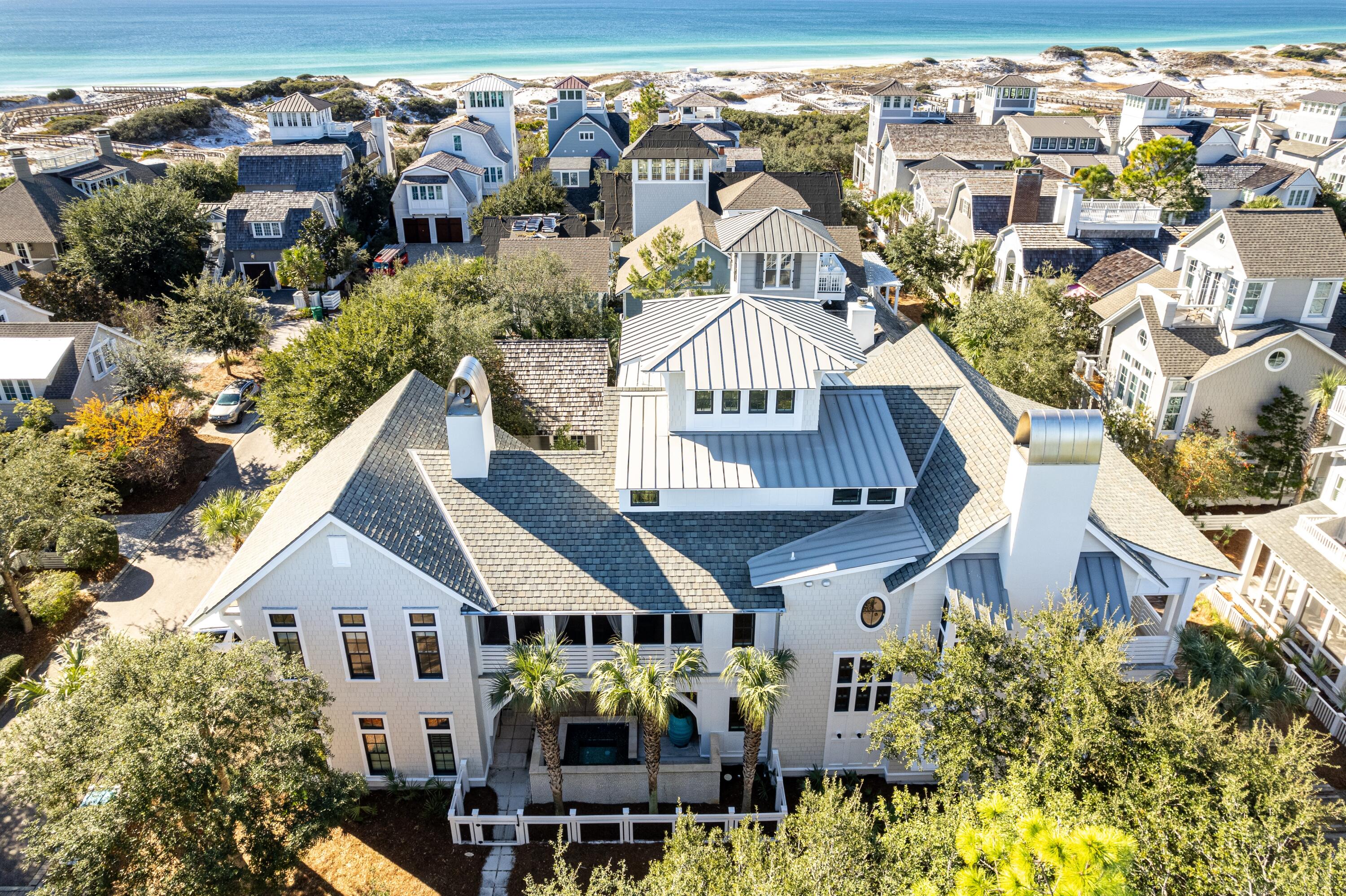an aerial view of a house