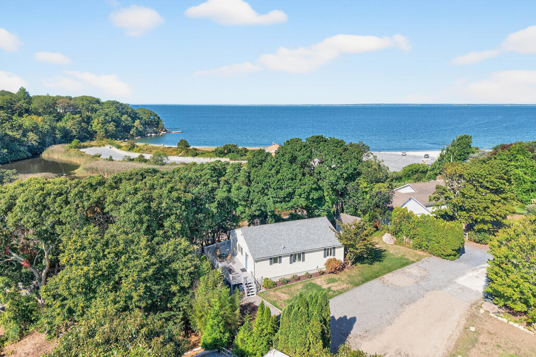 24 Jae Road Falmouth, MA 02556 - Photo 25 of 27 an aerial view of a house with a garden