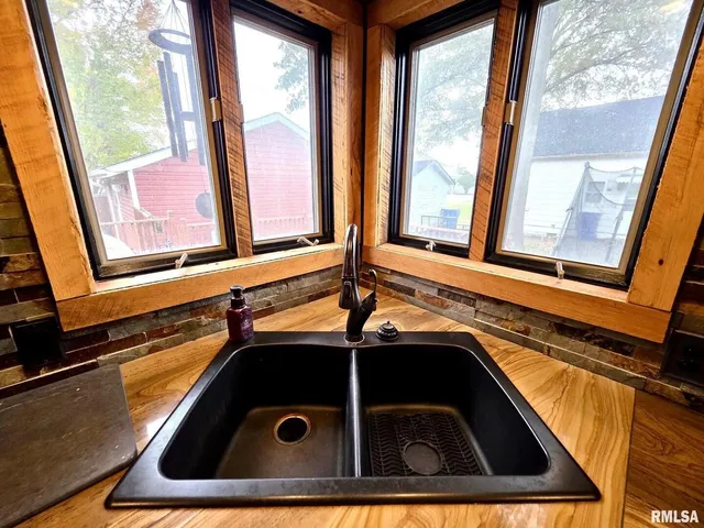 a bathroom with a bathtub