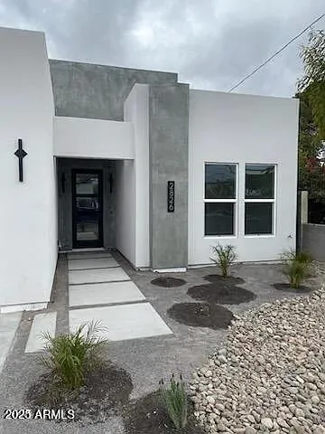 a front view of a house