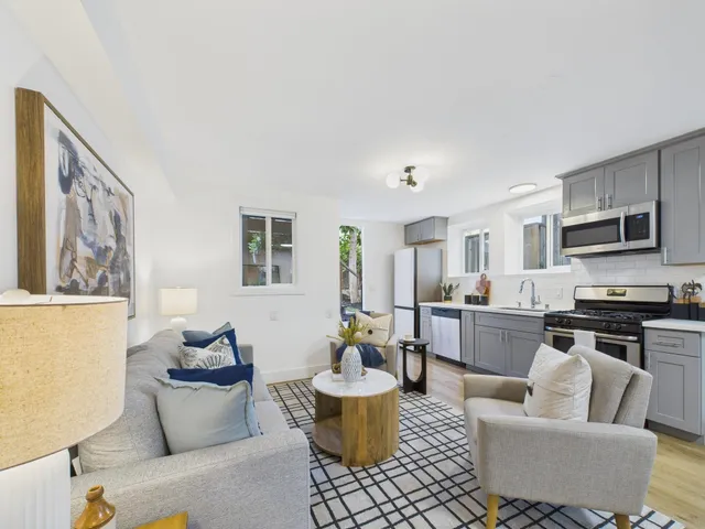 a workspace with furniture and window