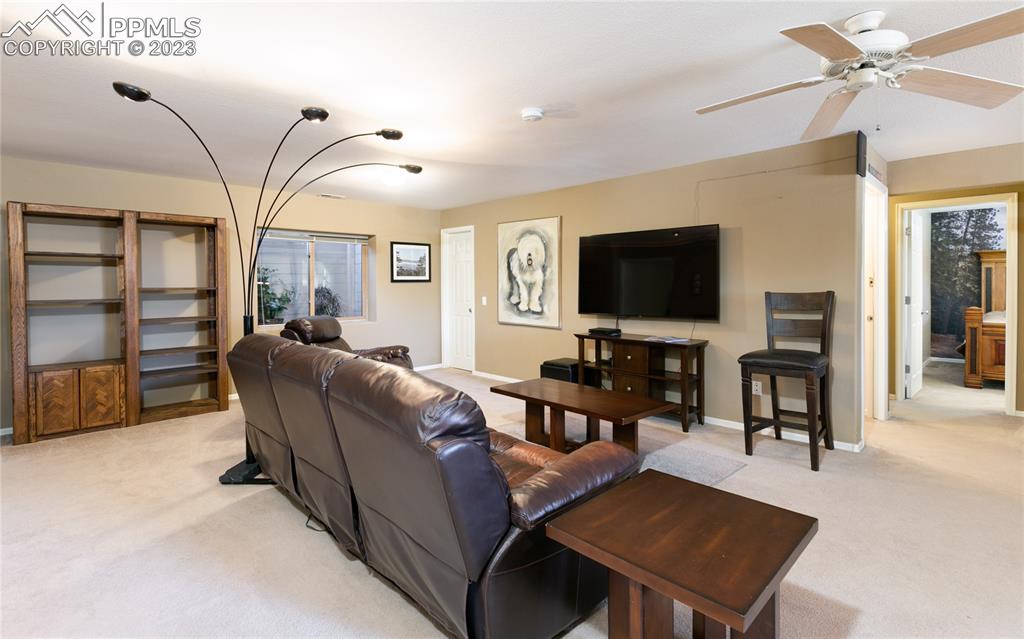 840 West Kelly Road Woodland Park, CO 80863 - Photo 26 of 37 a living room with furniture and a flat screen tv
