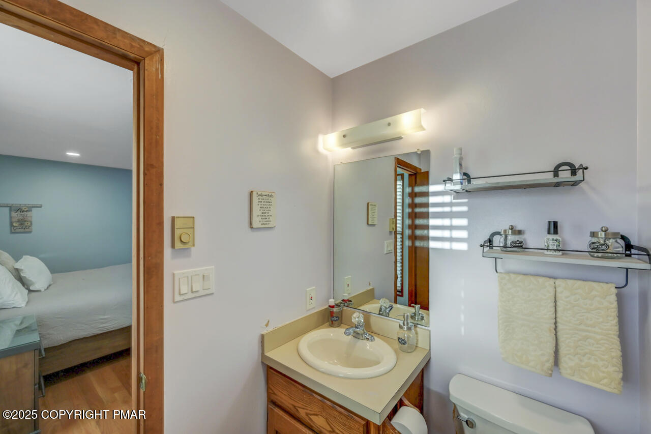 9 Gap View Heights Road East Stroudsburg, PA 18301 - Photo 32 of 57 a en suite bathroom with a toilet sink and mirror