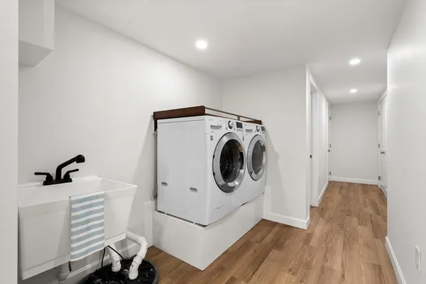 a view of street with large trees