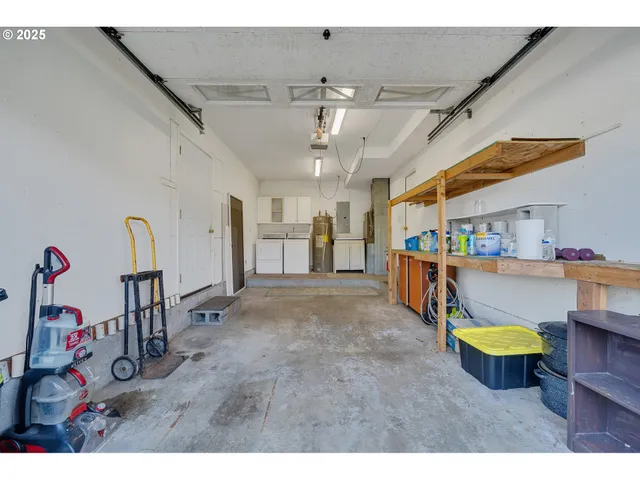 a view of a park with large trees