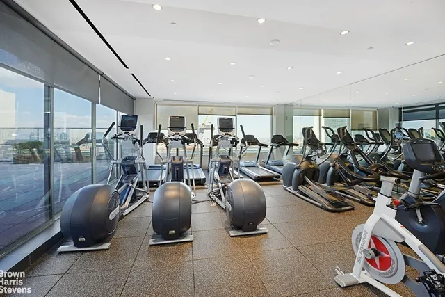 a view of a room with gym equipment