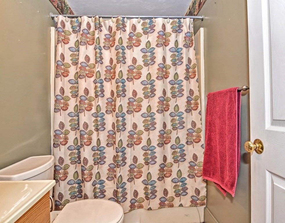 88 Rice Corner Road Brookfield, MA 01506 - Photo 34 of 39 a bathroom with a toilet and a shower curtain