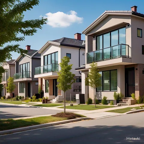 a front view of a residential apartment building with a yard