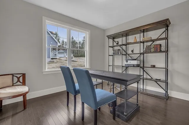 a view of a livingroom with furniture window and wooden floor