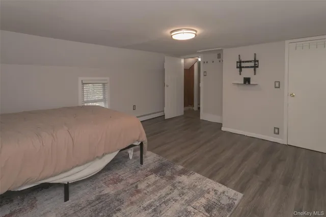 a room with a bed and a table