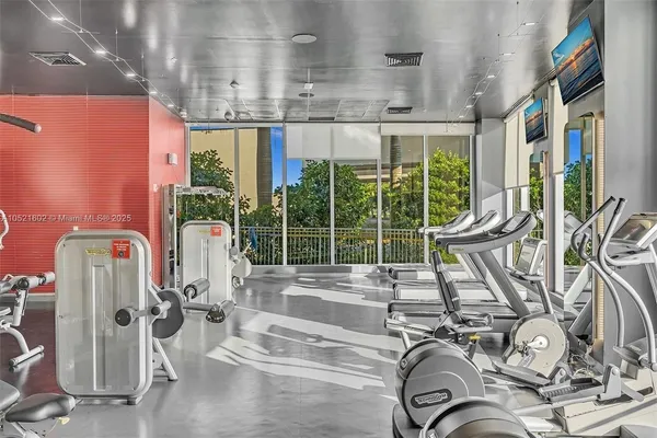 a view of a room with gym equipment