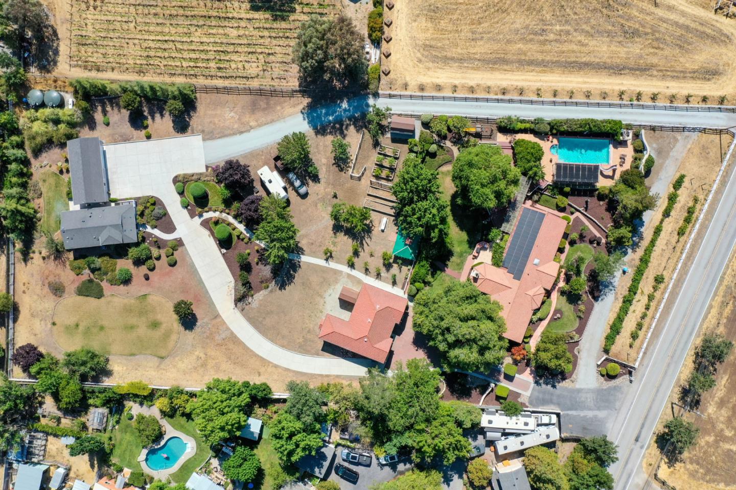 2000 Day Road Gilroy, CA 95020 - Photo 48 of 51 an aerial view of residential house with outdoor space and swimming pool