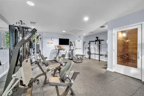 a view of a room with gym equipment