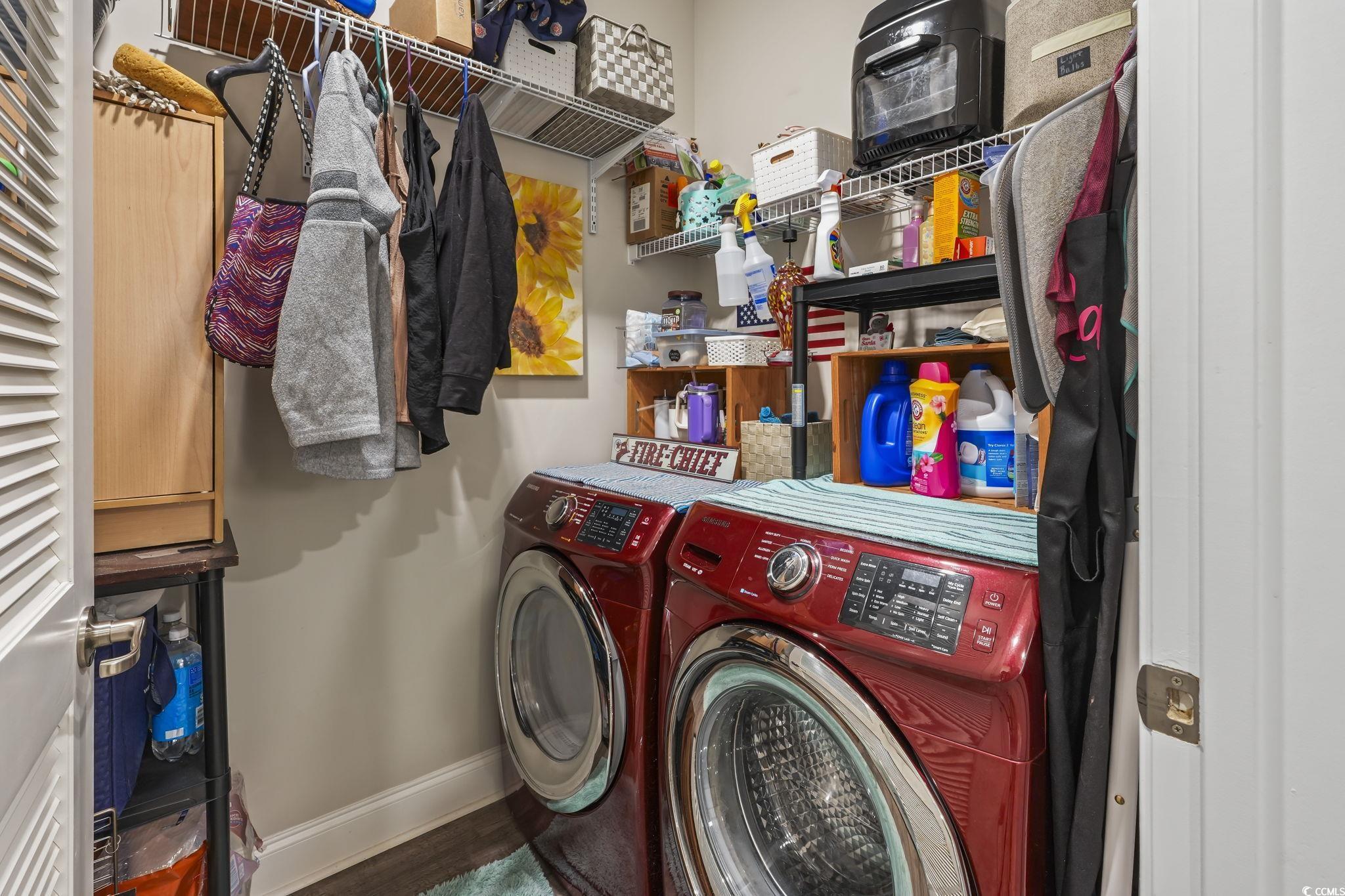 124 Birch N Coppice Drive, Unit 3 Surfside Beach, SC 29575 - Photo 26 of 40 Laundry room with baseboards and washing machine and dryer