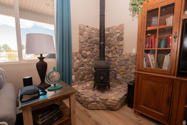 745 East 885 North Beaver, UT 84713 - Photo 10 of 50 Detailed view of wood finished floors and a wood stove