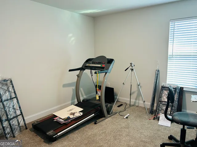 a room with gym equipment