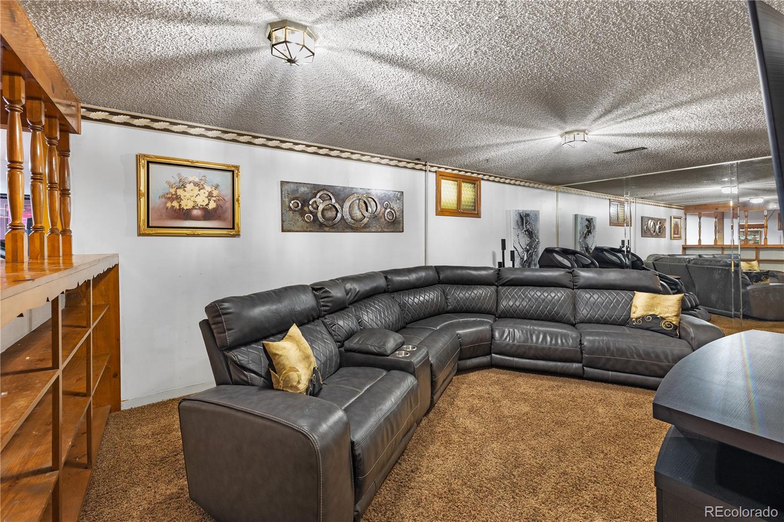 5311 Troy Street Denver, CO 80239 - Photo 29 of 46 a projector room with furniture and a couch