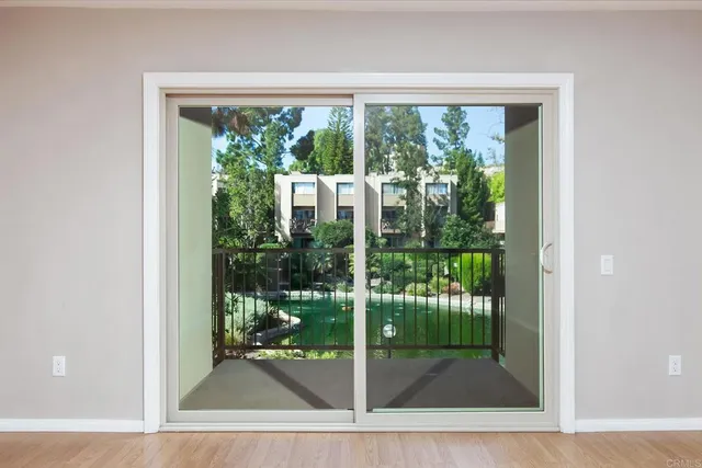 a view of a glass door