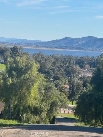 an aerial view of a and mountain