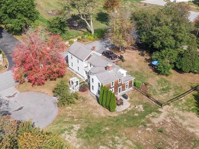 an aerial view of a house
