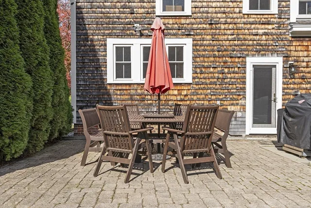 a view of a outdoor seating area with furniture