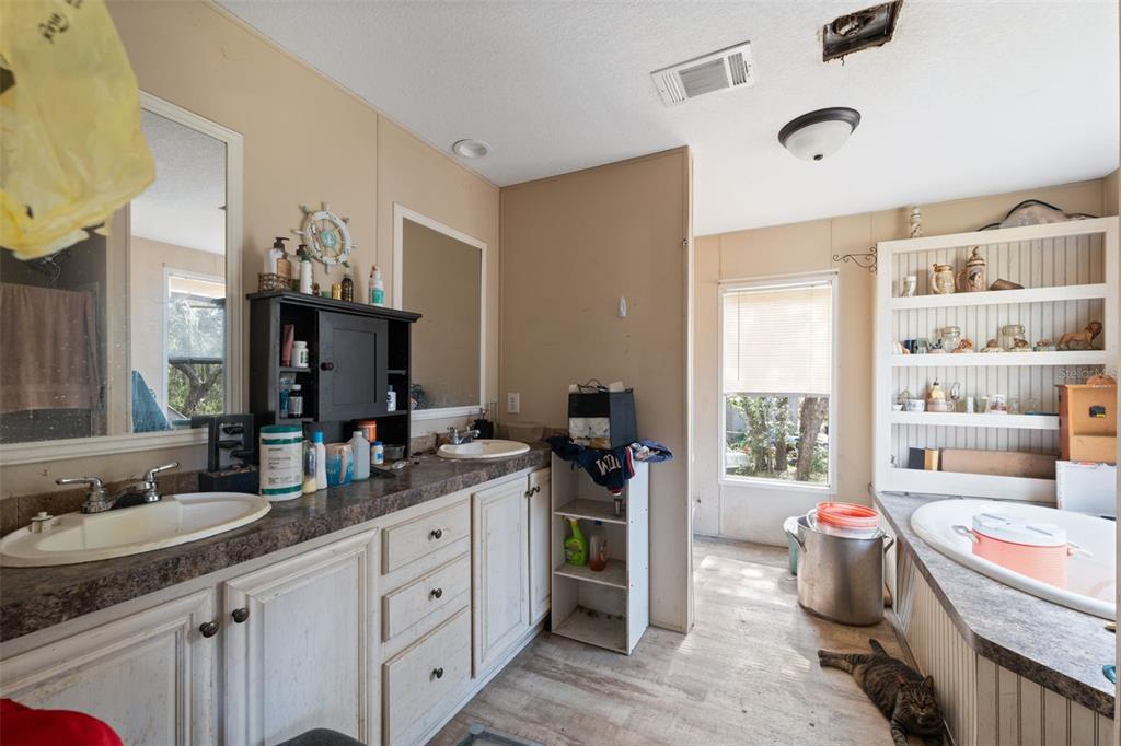 17221 Nicks Drive Spring Hill, FL 34610 - Photo 20 of 33 a spacious bathroom with a granite countertop sink mirror and a bathtub
