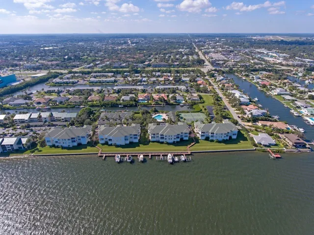 an aerial view of a city with houses