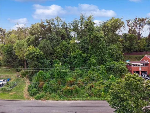 a view of a city from a backyard