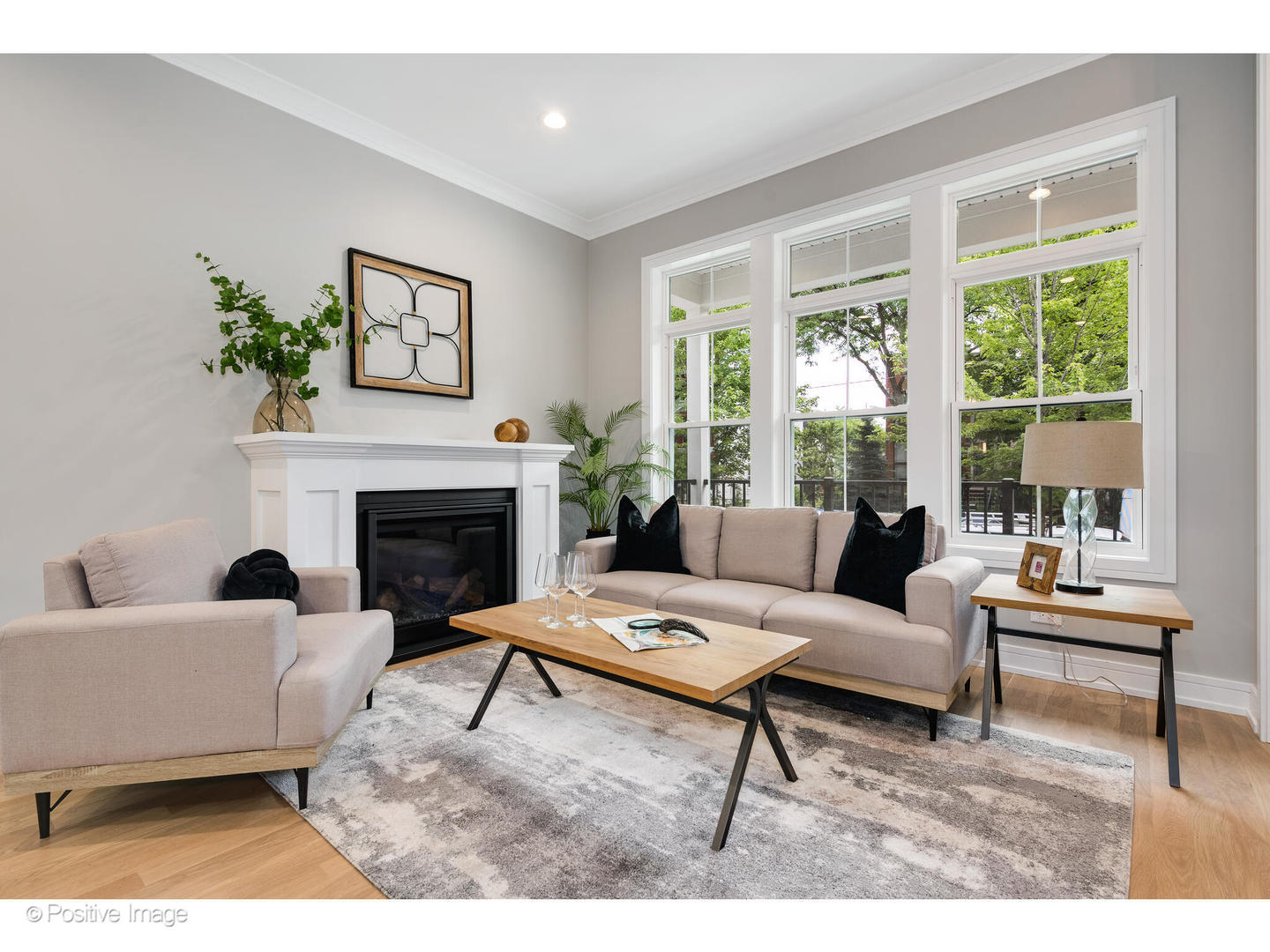 3107 North Oakley Avenue Chicago, IL 60618 - Photo 3 of 28 a living room with furniture and a fireplace